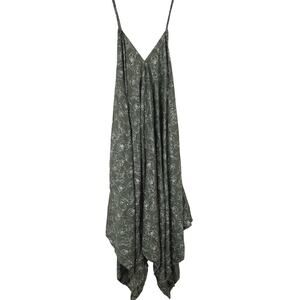 World Market Women Sleeveless Harem Jumpsuit Pants Green Boho Hippie Size S/M